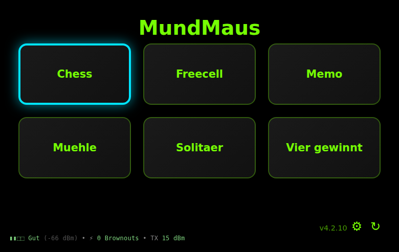 Portal mit WLAN-Status-Zeile unten links